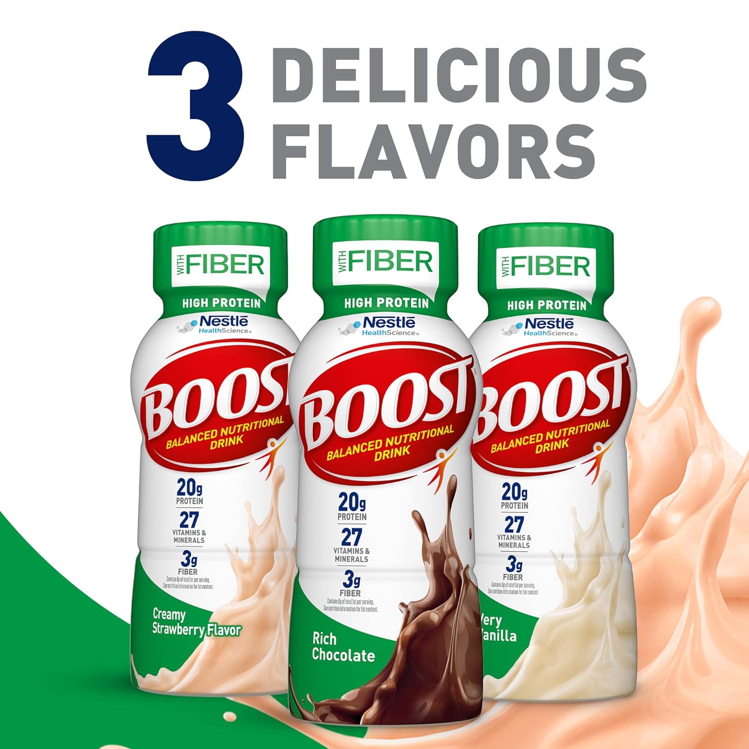 BOOST High Protein with Fiber Complete Nutritional Drink， Rich Chocolate， 8 fl oz Bottle， 24 Pack - Image 7